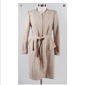 Tailored Peplum Wool Belted Coat